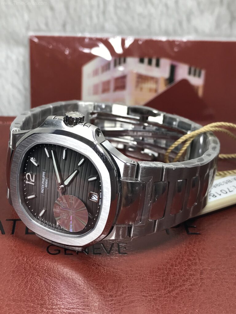 Patek Nautilus 7118-1A Black Dial 33mm PPF Ladies Swiss เรือนเงิน หน้าดำ สายเหล็ก ผู้หญิง 09