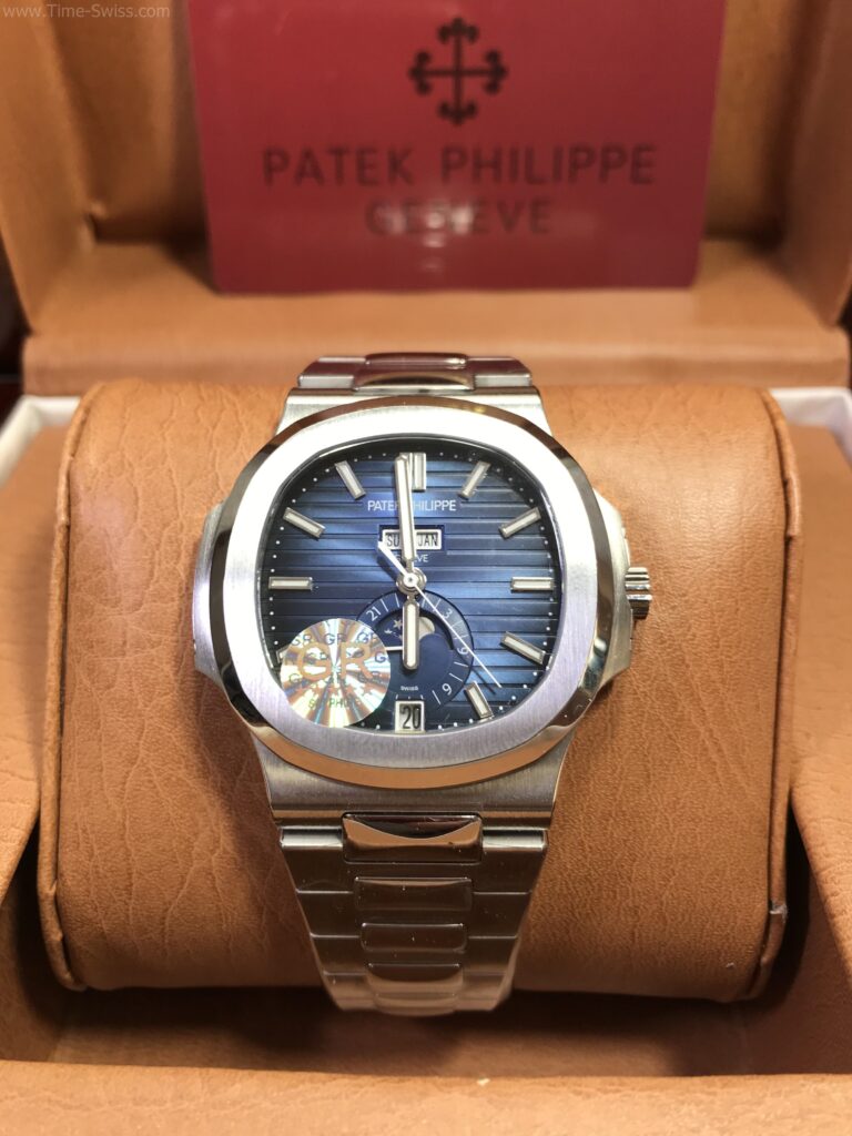 Patek Nautilus Moon 5726-1A Blue 40mm GR Swiss เรือนเงิน หน้าน้ำเงิน พระจันทร์ สายเหล็ก 01