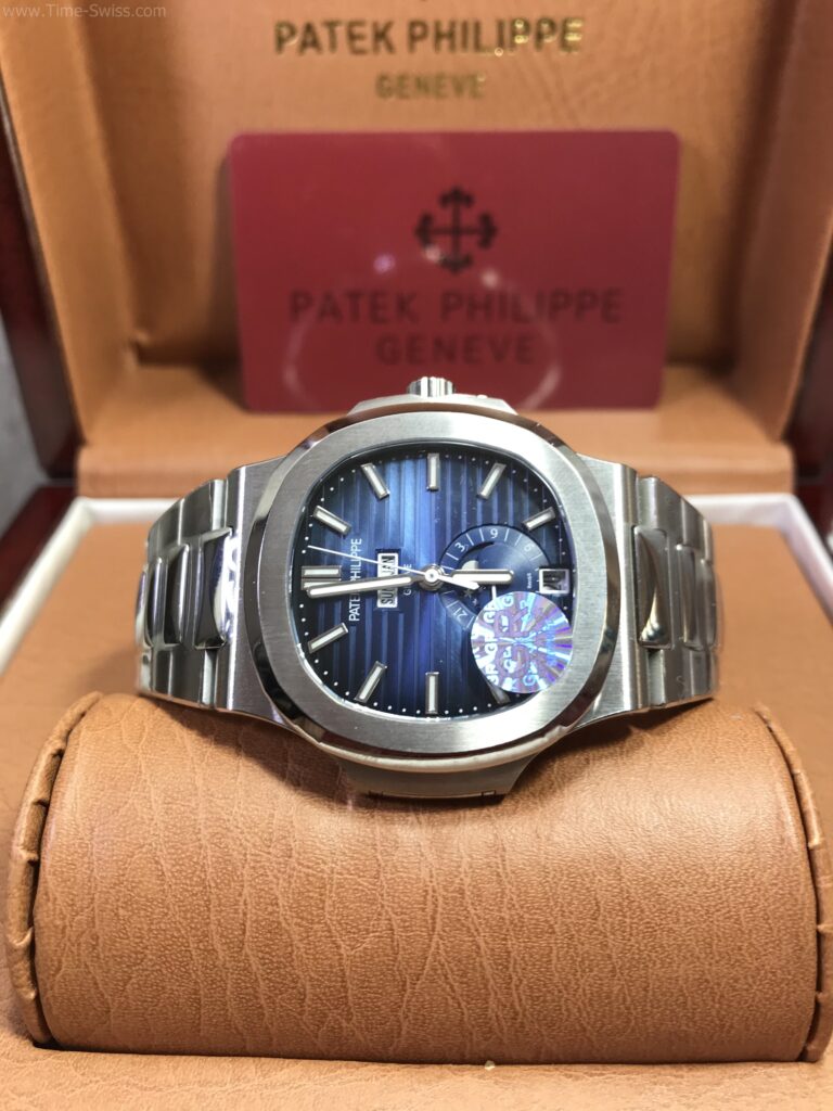 Patek Nautilus Moon 5726-1A Blue 40mm GR Swiss เรือนเงิน หน้าน้ำเงิน พระจันทร์ สายเหล็ก 05