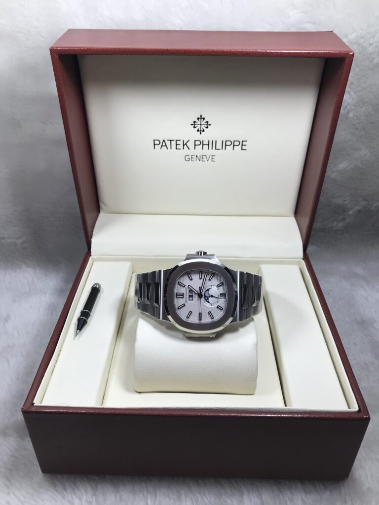 Patek Nautilus Moon 5726-1A White 40mm PPF Swiss เรือนเงิน หน้าขาว พระจันทร์ สายเหล็ก 08