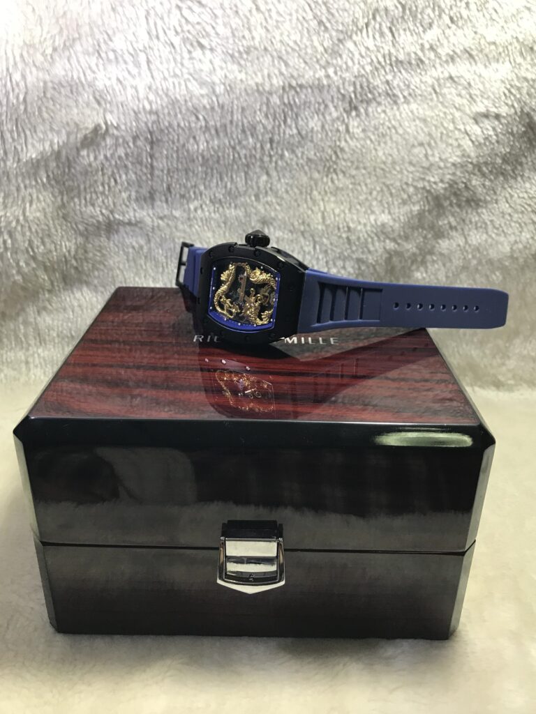 Richard Mille Dragon PVD Blue Dial Rubber 43mm Swiss หน้ามังกร ขอบในน้ำเงิน เรือนรมดำ 08