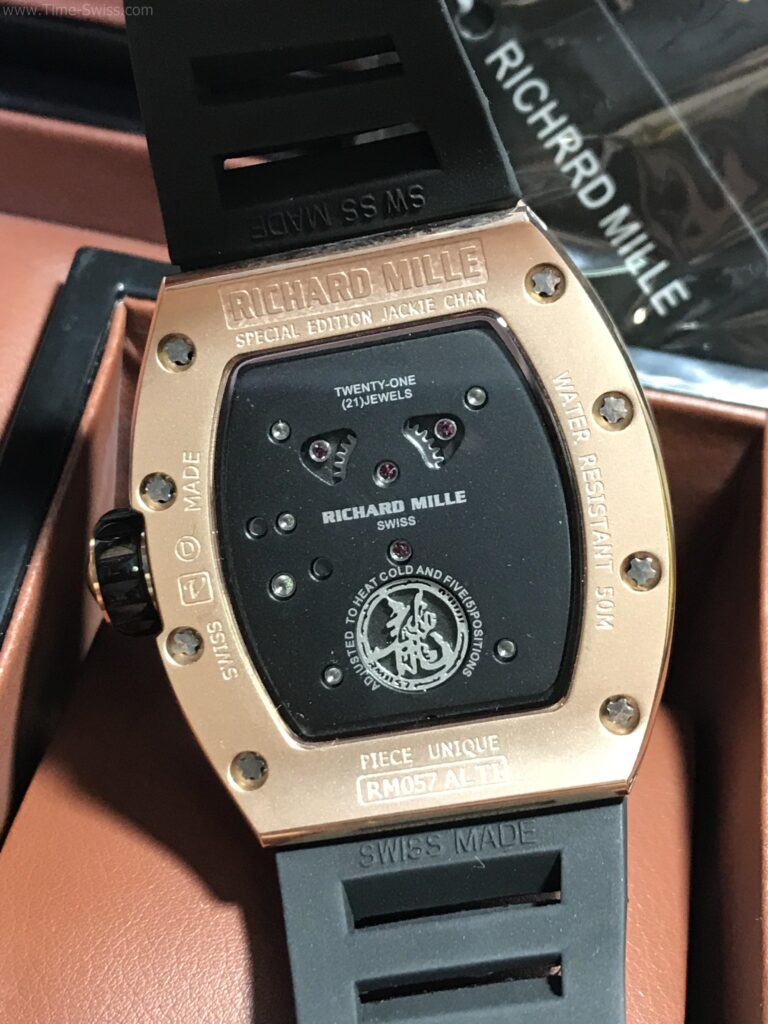 Richard Mille Dragon Rose Gold Black Dial Rubber 43mm Swiss หน้ามังกร เรือนทอง 05