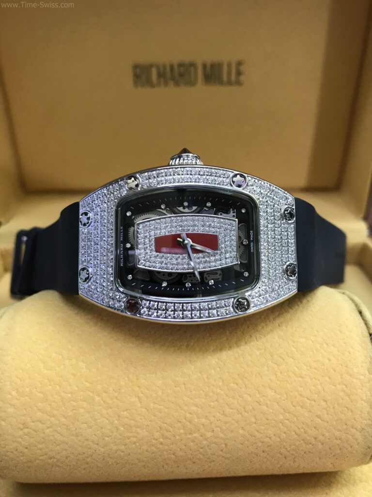 Richard Mille RM007 Diamond Red Dial 28mm Ladies JF Swiss เรือนเงิน จุดกลางแดง ผู้หญิง 05