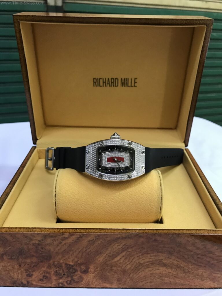 Richard Mille RM007 Diamond Red Dial 28mm Ladies JF Swiss เรือนเงิน จุดกลางแดง ผู้หญิง 06