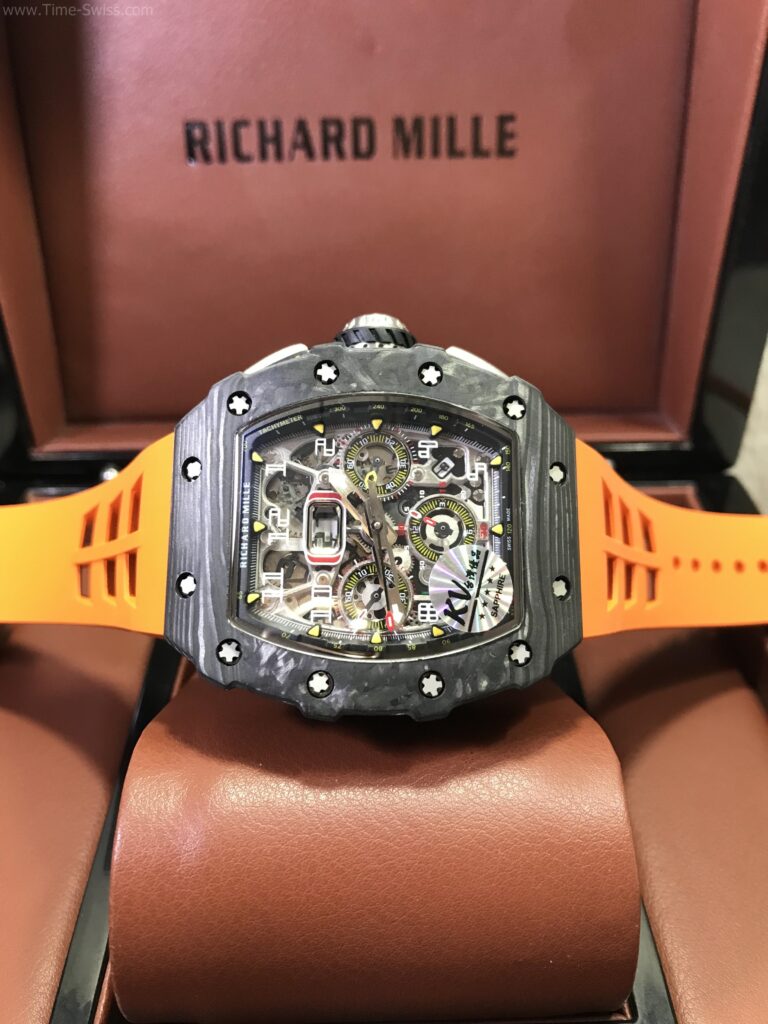 Richard Mille RM011-03RG003 Carbon Orange Rubber 42mm KV Swiss เรือนดำลาย สายยางส้ม 06