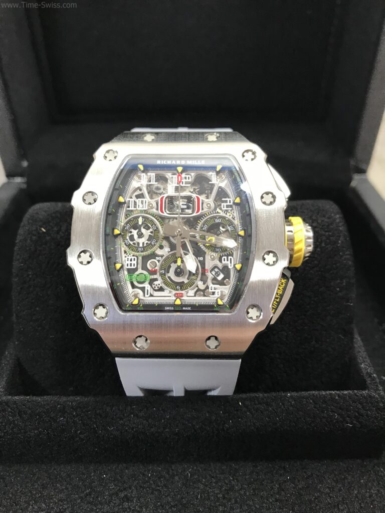 Richard Mille RM011-03RG003 Grey Rubber 42mm KV Swiss เรือนเงิน สายยางเทา 01