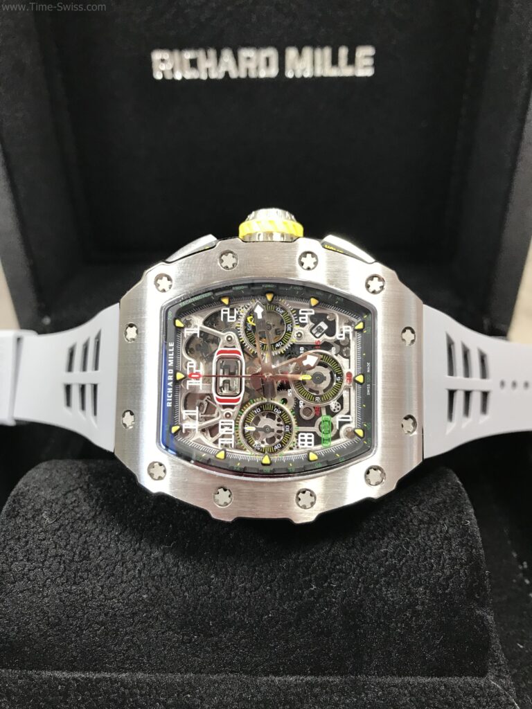 Richard Mille RM011-03RG003 Grey Rubber 42mm KV Swiss เรือนเงิน สายยางเทา 06