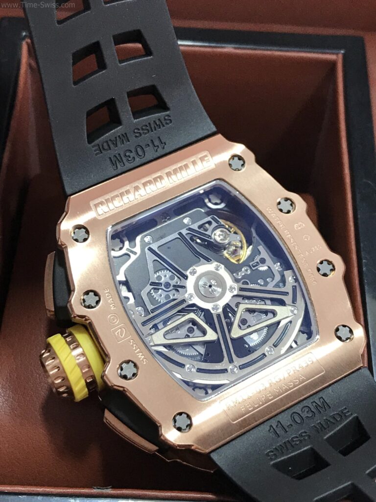 Richard Mille RM011-03RG003 Rose Gold Black Rubber 42mm KV Swiss เรือนทอง สายยางดำ 04