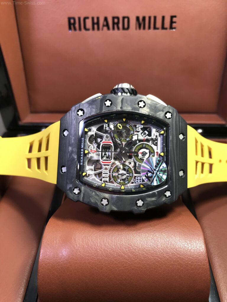 Richard Mille RM011 Flyback Carbon Yellow Rubber 42mm KV Swiss เรือดำลาย สายยางเหลือง 05