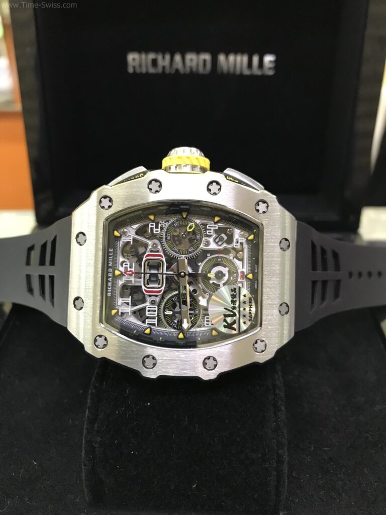 Richard Mille RM011-03 Black Dial 42mm Rubber KV Swiss เรือนเงิน สายยางดำ 06