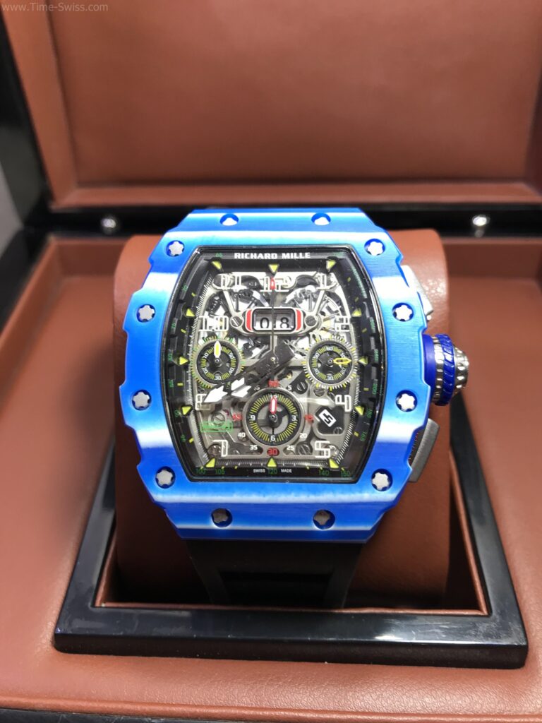 Richard Mille RM011-03 Blue Carbon Black Rubber 42mm Swiss เรือนน้ำเงิน 01