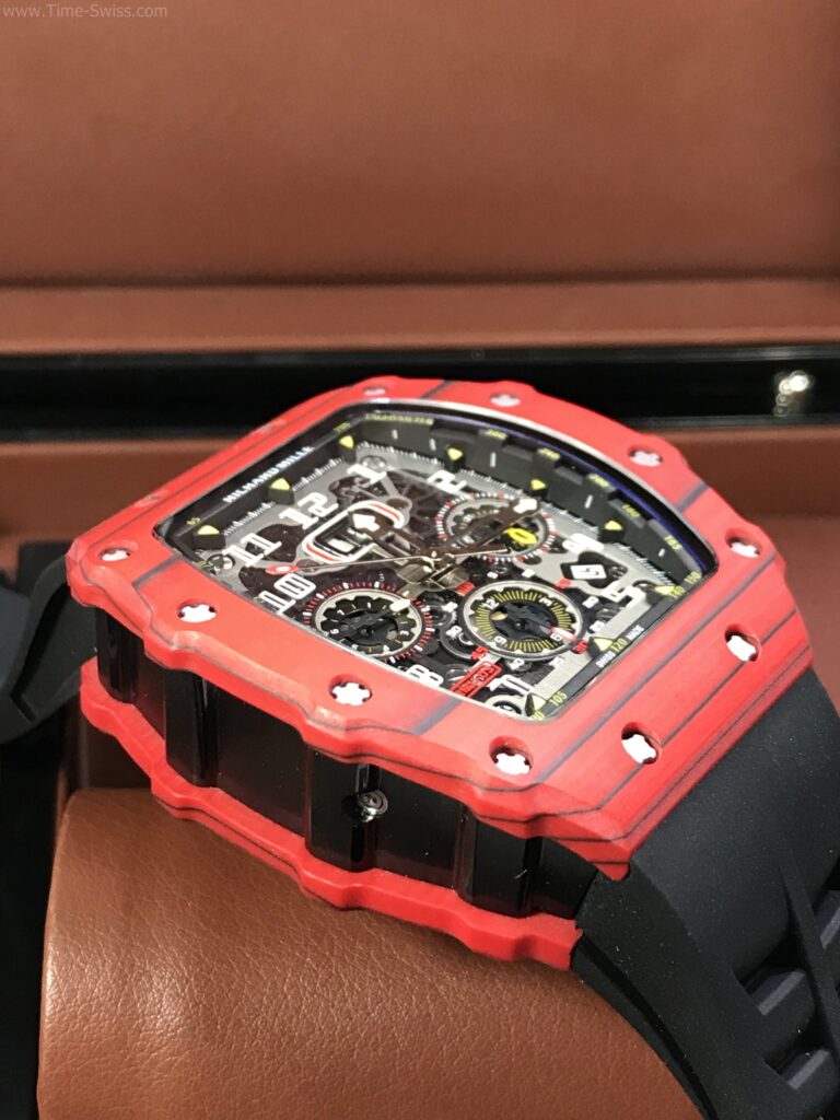 Richard Mille RM011-03 Red Carbon Black Rubber 42mm Swiss เรือนแดงลาย 03