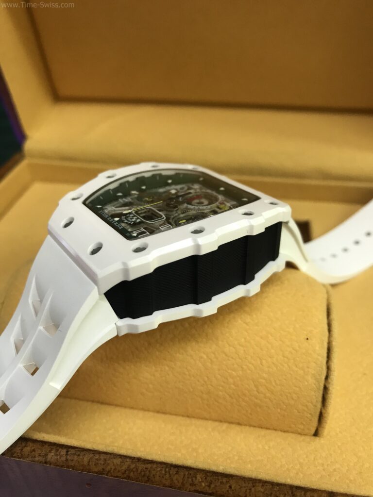 Richard Mille RM011-03 Flyback White Ceramic 43mm KV Swiss เรือนขาว สายยางขาว 03