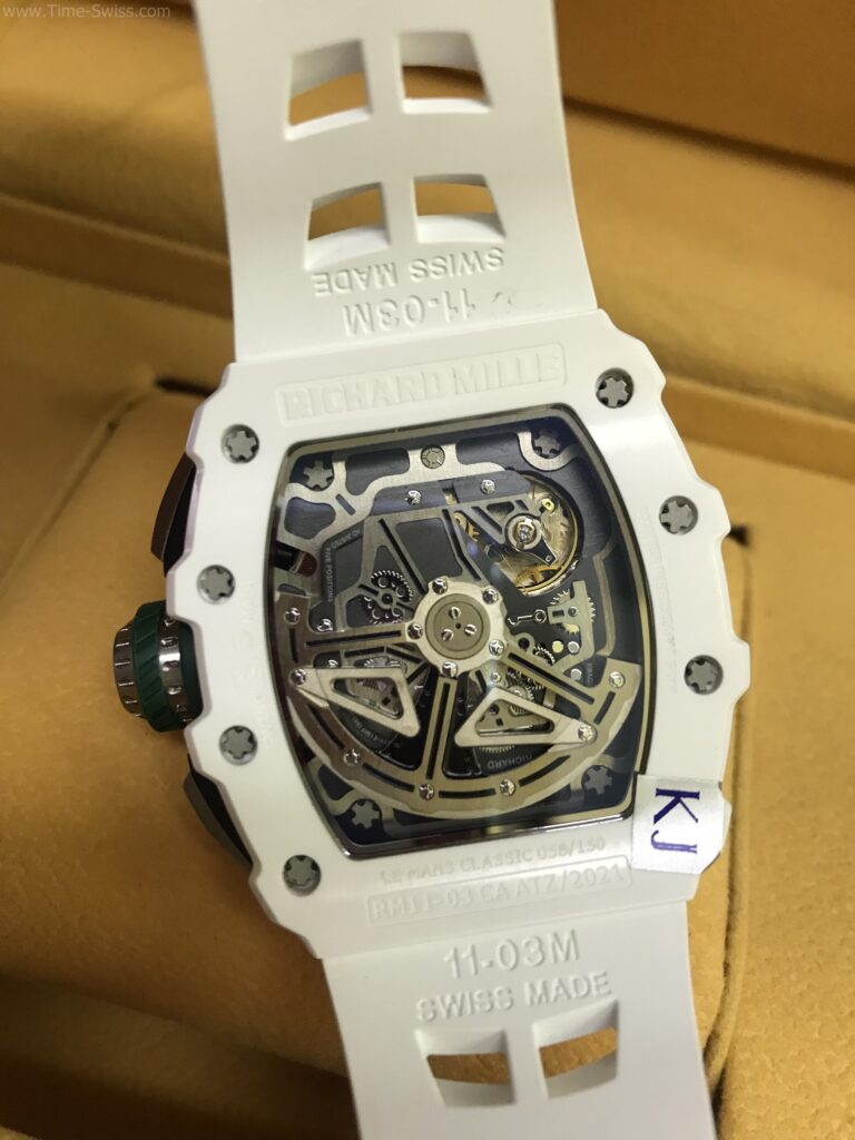 Richard Mille RM011-03 Flyback White Ceramic 43mm KV Swiss เรือนขาว สายยางขาว 05