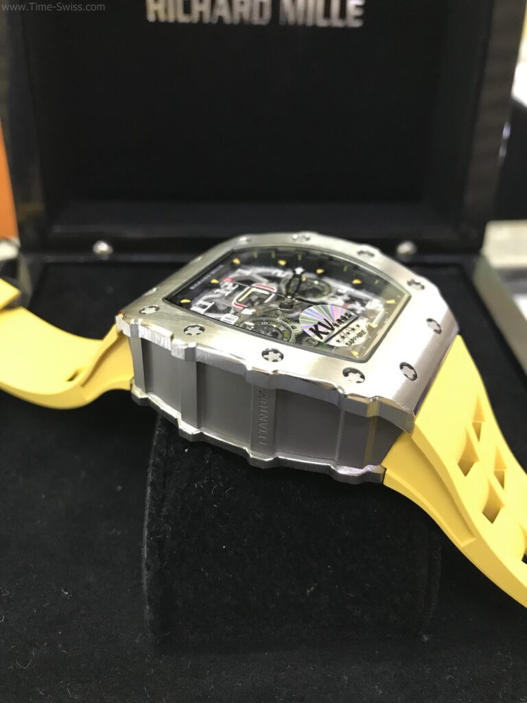 Richard Mille RM011-03 Yellow Dial 42mm Rubber KV Swiss เรือนเงิน สายยางเหลือง 03