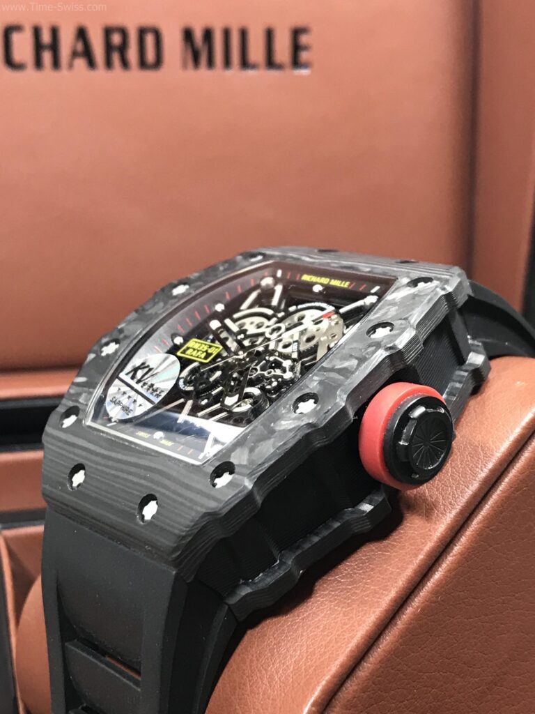 Richard Mille RM035 Carbon Black Rubber 40mm KV Swiss เรือนรมดำลาย สายยางดำ หลังปิด 02