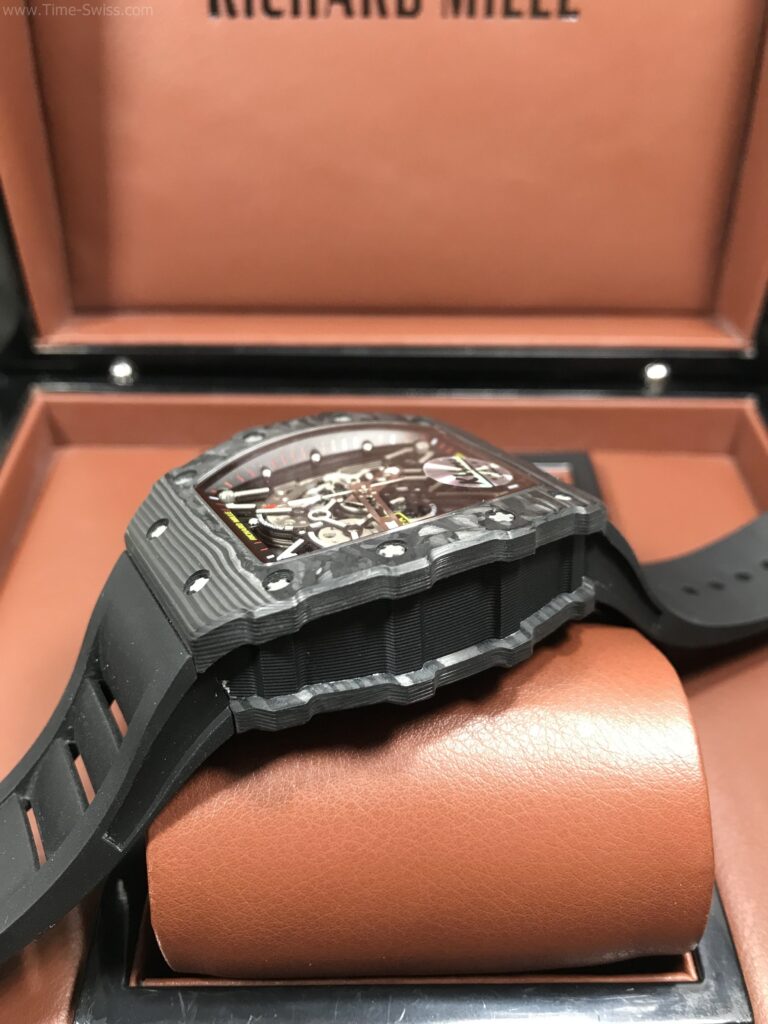 Richard Mille RM035 Carbon Black Rubber 40mm KV Swiss เรือนรมดำลาย สายยางดำ หลังปิด 03