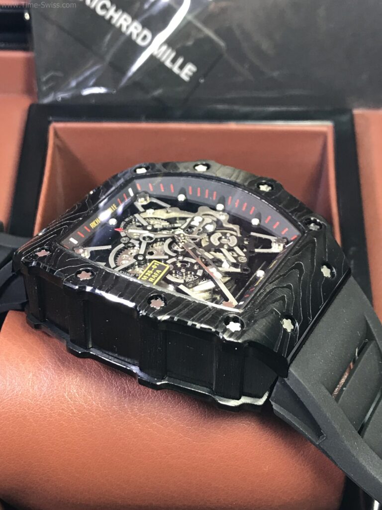 Richard Mille RM035 Carbon Rubber 43mm Swiss เรือนรมดำลาย สายยางดำ 03