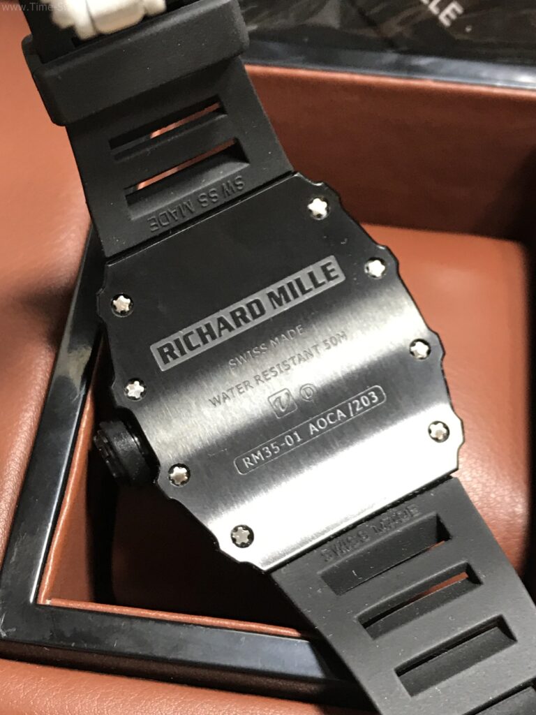 Richard Mille RM035 Carbon Rubber 43mm Swiss เรือนรมดำลาย สายยางดำ 05