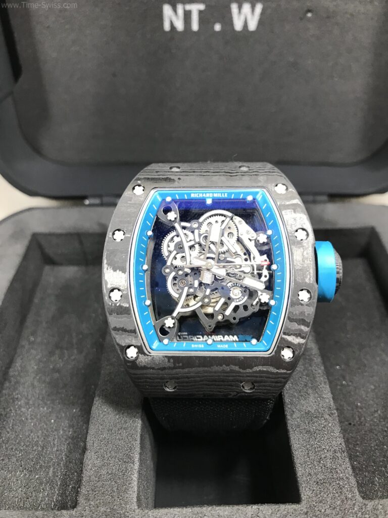 Richard Mille RM035 Rafael Nadal Blue Carbon Black Cloth 42mm KV Swiss ขอบในฟ้า สายผ้า 01