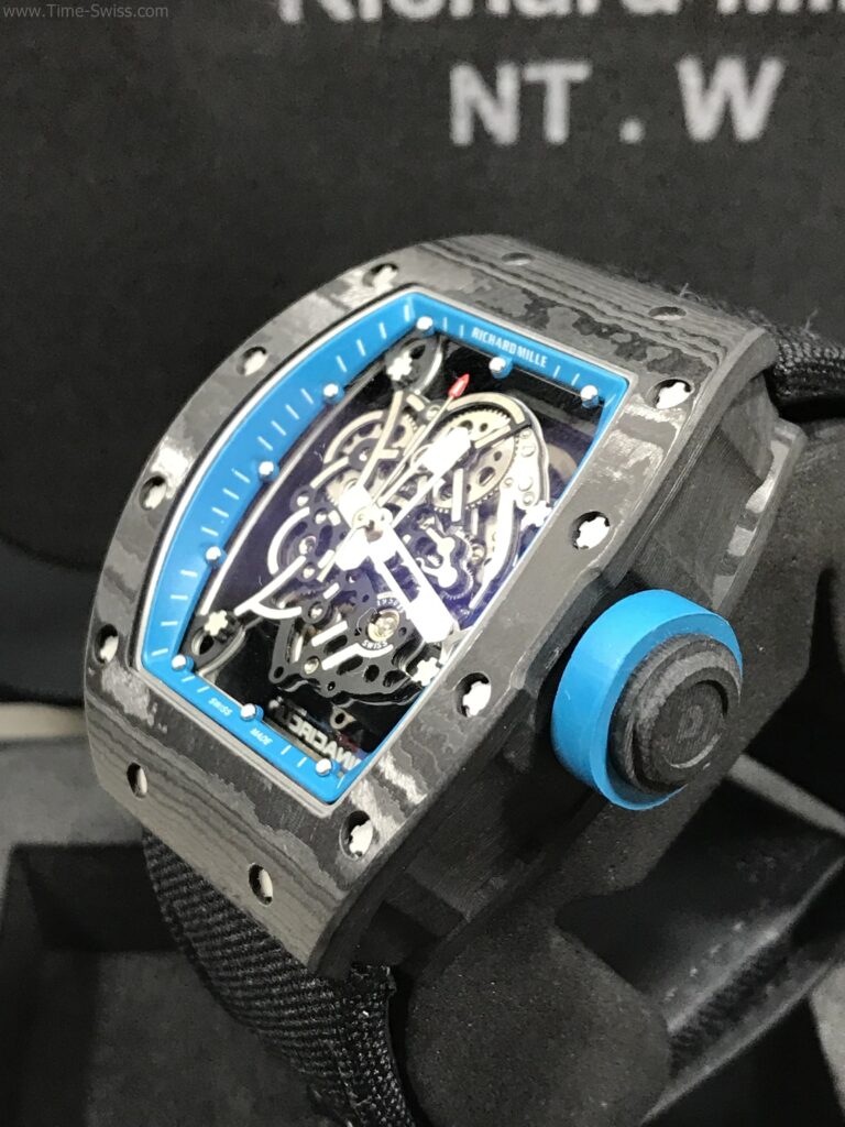 Richard Mille RM035 Rafael Nadal Blue Carbon Black Cloth 42mm KV Swiss ขอบในฟ้า สายผ้า 02