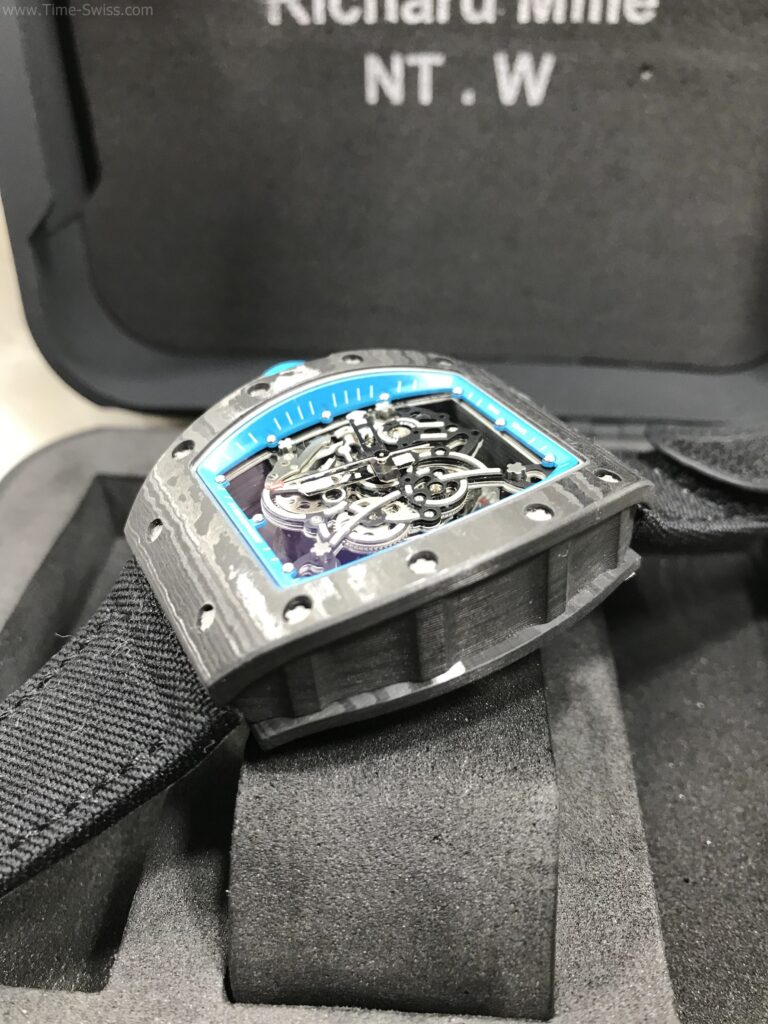 Richard Mille RM035 Rafael Nadal Blue Carbon Black Cloth 42mm KV Swiss ขอบในฟ้า สายผ้า 03