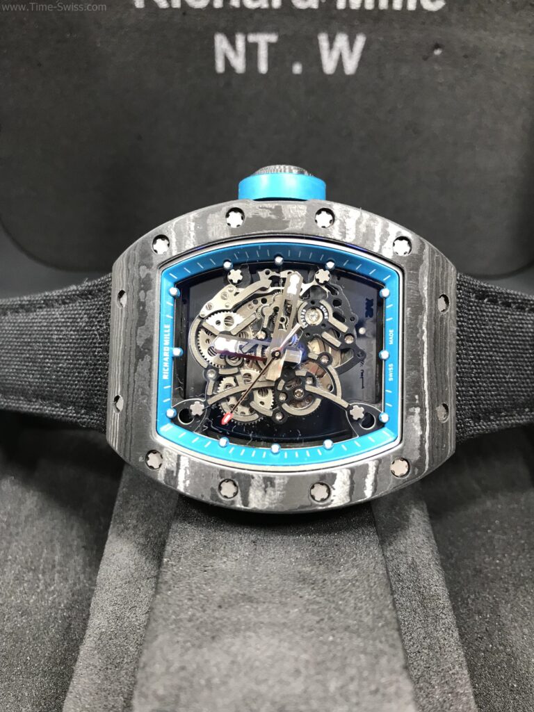 Richard Mille RM035 Rafael Nadal Blue Carbon Black Cloth 42mm KV Swiss ขอบในฟ้า สายผ้า 07