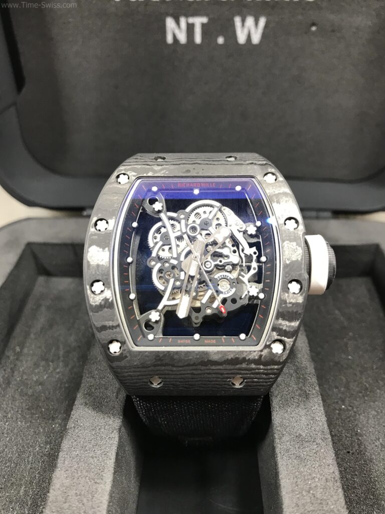 Richard Mille RM035 Rafael Nadal Carbon Black Cloth 42mm KV Swiss ขอบในดำ สายผ้าดำ 01