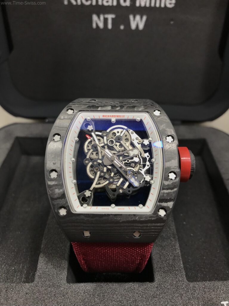 Richard Mille RM035 Rafael Nadal Carbon Red Cloth 42mm KV Swiss ขอบในขาว สายผ้าแดง 01