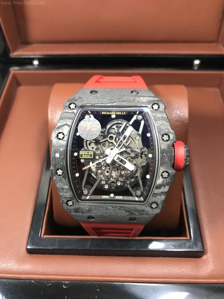 Richard Mille RM035-02 Carbon Red Rubber 43mm ZF Swiss V4 เรือนรมดำลาย สายยางแดง 01