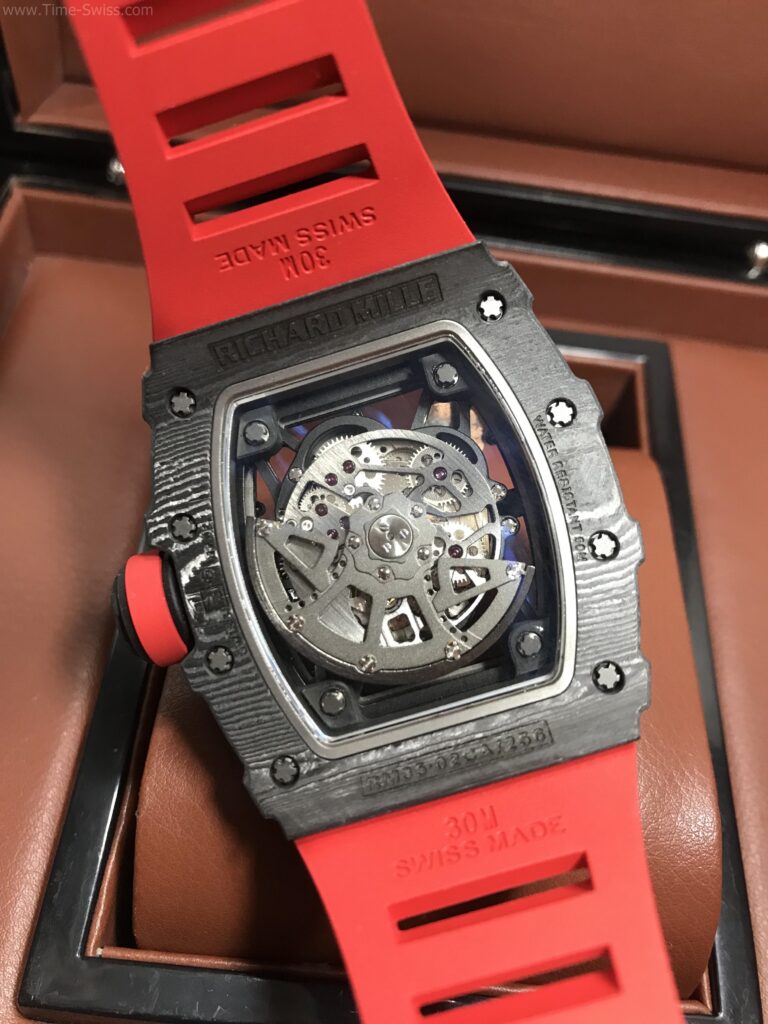 Richard Mille RM035-02 Carbon Red Rubber 43mm ZF Swiss V4 เรือนรมดำลาย สายยางแดง 06