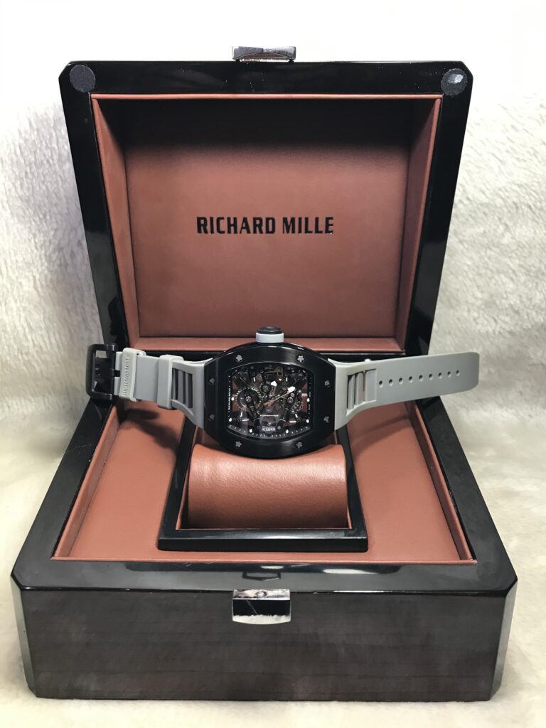 Richard Mille RM038 Tourbillion Black PVD 42mm Swiss เรือนรมดำ สายยางขาว 07