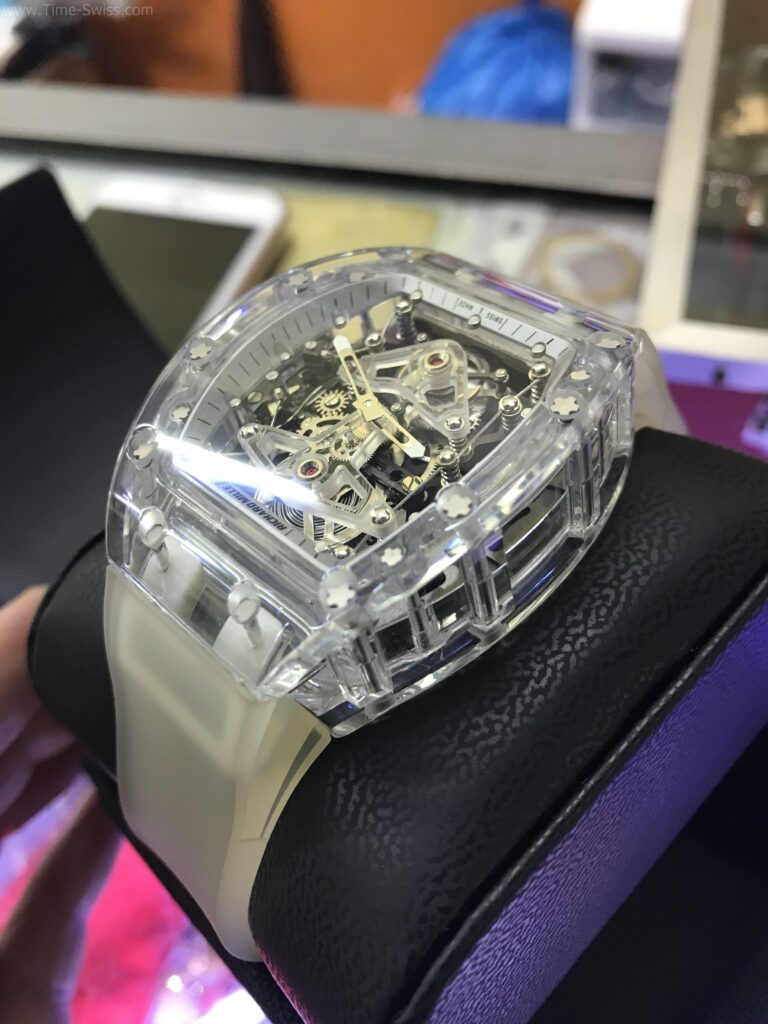 Richard Mille RM05602 Tourbillion White Crystal Skeleton 42mm Swiss เรือนใส สายยางใส 02