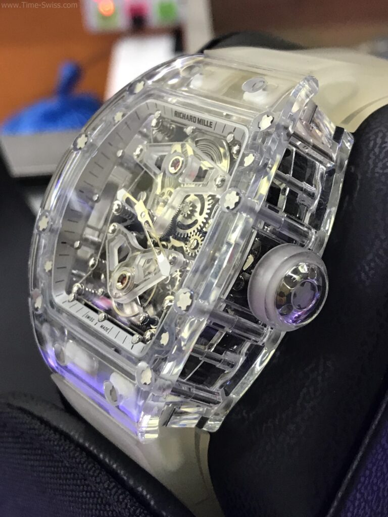 Richard Mille RM05602 Tourbillion White Crystal Skeleton 42mm Swiss เรือนใส สายยางใส 03