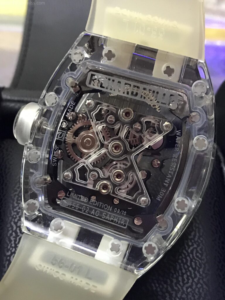 Richard Mille RM05602 Tourbillion White Crystal Skeleton 42mm Swiss เรือนใส สายยางใส 06