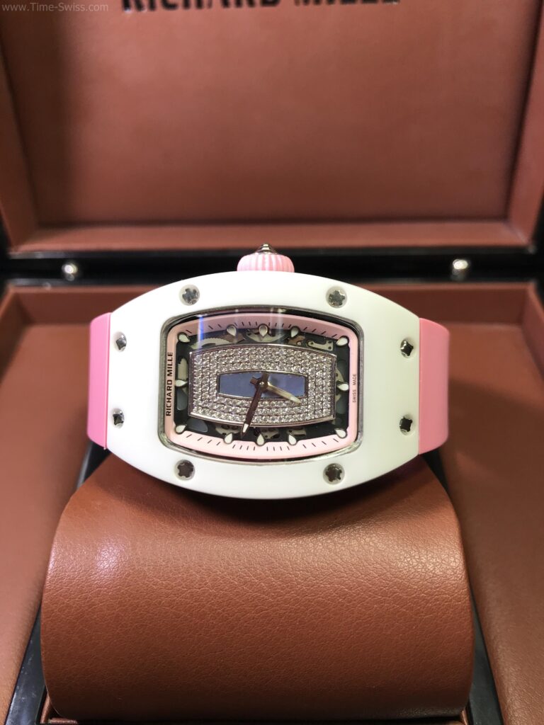 Richard Mille RM07-01 Ceramic Pink Dial 28mm Ladies Swiss เรือนเซลามิกขาว สายยางชมพู 06