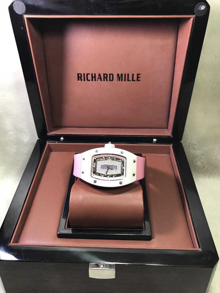 Richard Mille RM07-01 Ceramic Pink Dial 28mm Ladies Swiss เรือนเซลามิกขาว สายยางชมพู 07