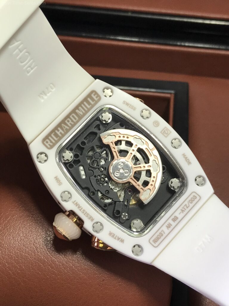 Richard Mille RM07-01 Ceramic Red Dial 28mm Ladies Swiss เรือนเซลามิกขาว จุดกลางแดง 05