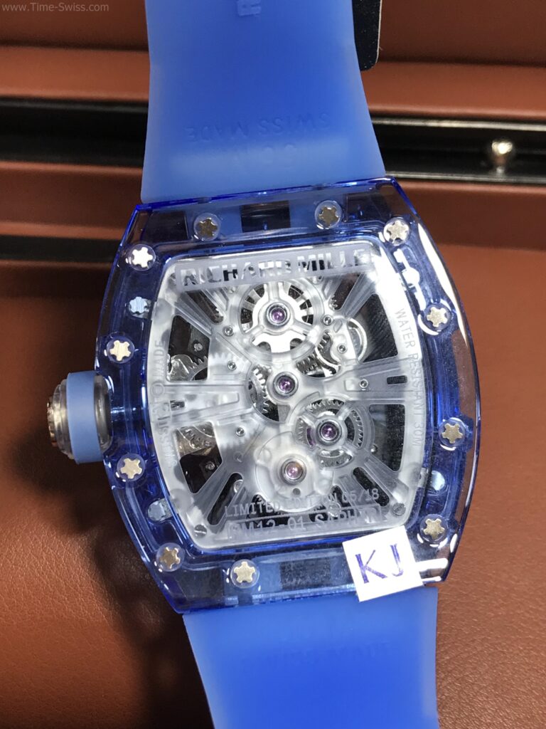 Richard Mille RM1201 Acrylic Blue Tourbillion 42mm RMF Swiss เรือนใสน้ำเงิน สายยางใสน้ำเงิน 05