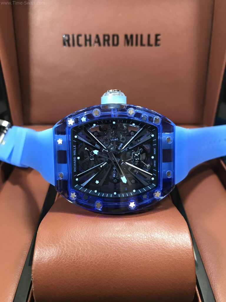 Richard Mille RM1201 Acrylic Blue Tourbillion 42mm RMF Swiss เรือนใสน้ำเงิน สายยางใสน้ำเงิน 07