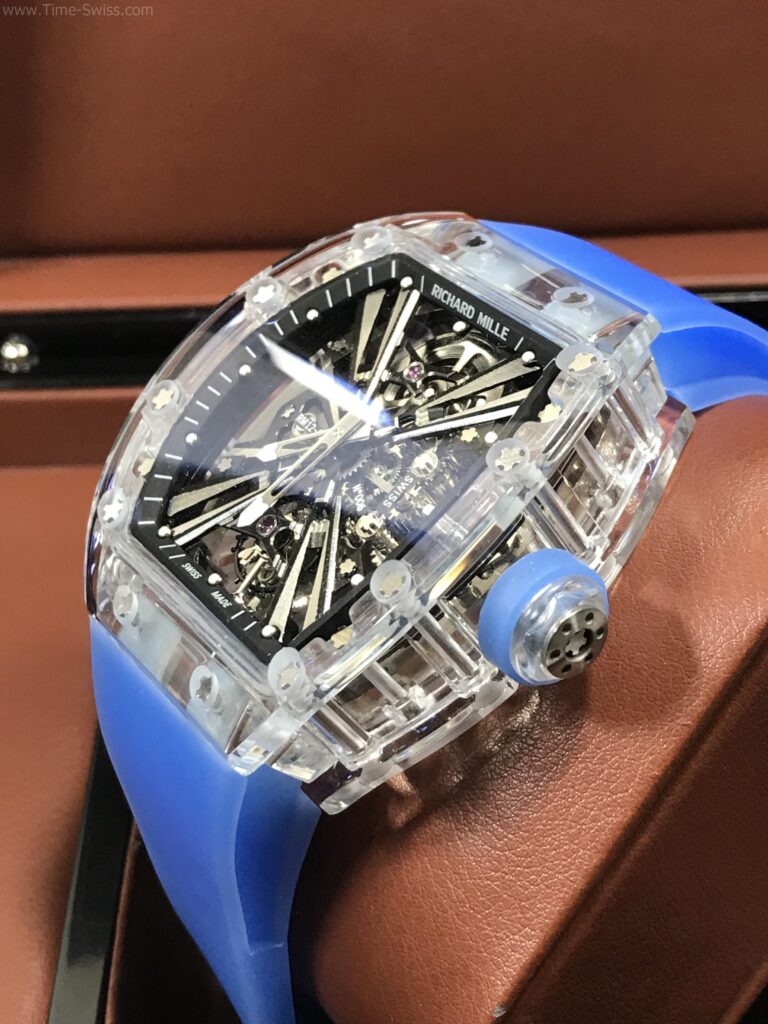 Richard Mille RM1201 Tourbillion Blue Rubber 42mm RMF Swiss เรือนใส สายยางใสสีน้ำเงิน 02