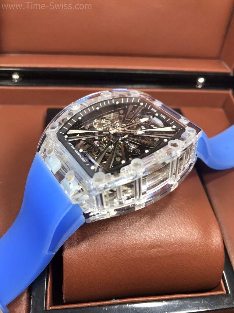 Richard Mille RM1201 Tourbillion Blue Rubber 42mm RMF Swiss เรือนใส สายยางใสสีน้ำเงิน 03