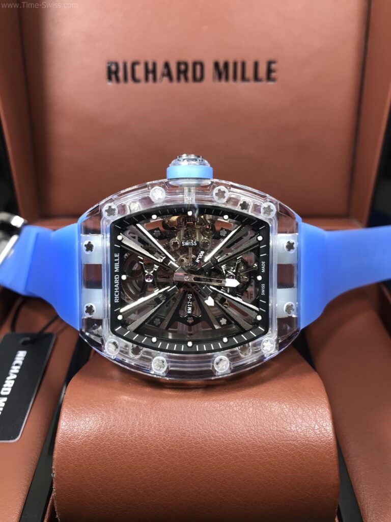 Richard Mille RM1201 Tourbillion Blue Rubber 42mm RMF Swiss เรือนใส สายยางใสสีน้ำเงิน 08