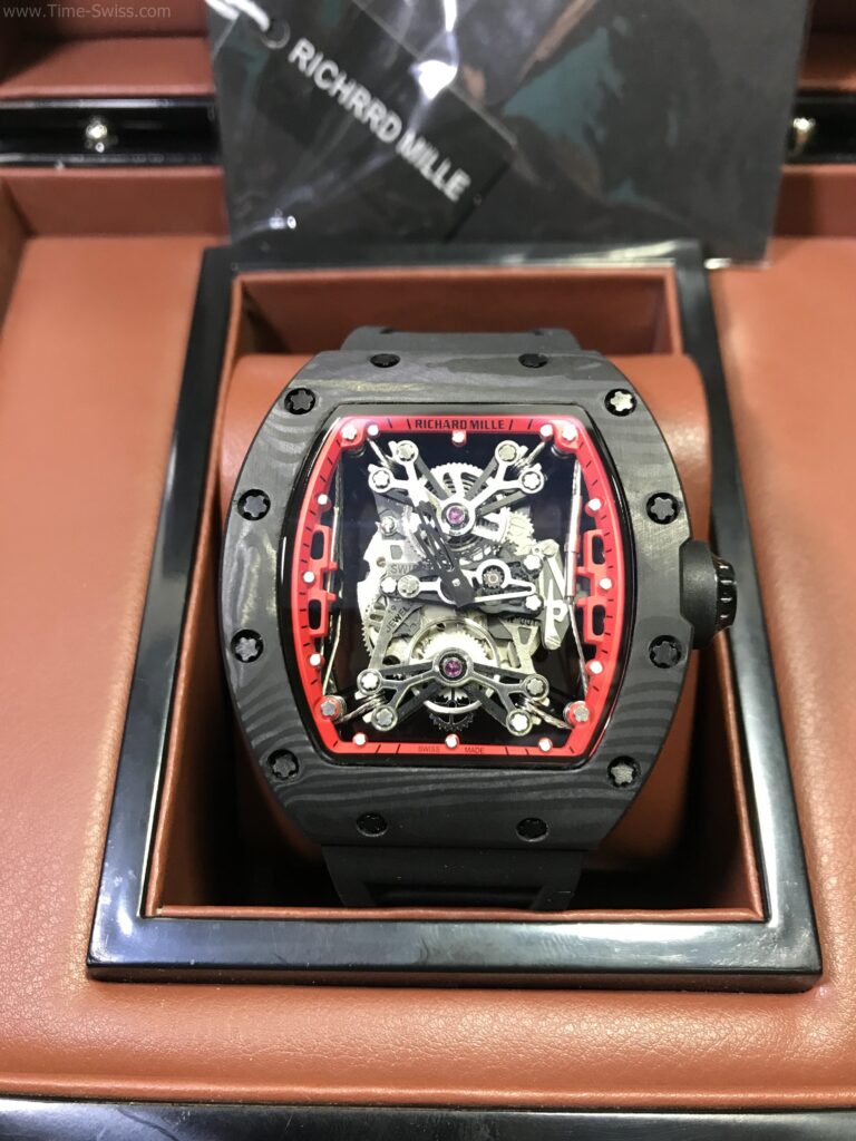 Richard Mille RM5027 Carbon Black PVD Rubber 43mm Swiss เรือนรมดำลาย ขอบในแดง 01