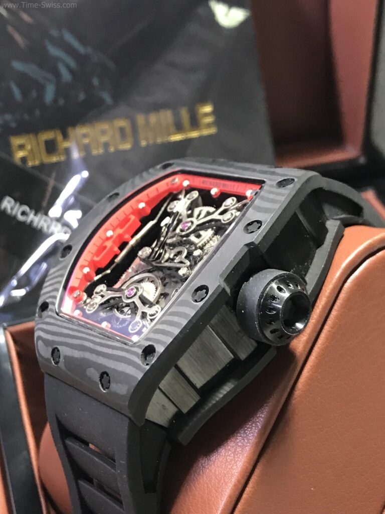 Richard Mille RM5027 Carbon Black PVD Rubber 43mm Swiss เรือนรมดำลาย ขอบในแดง 02