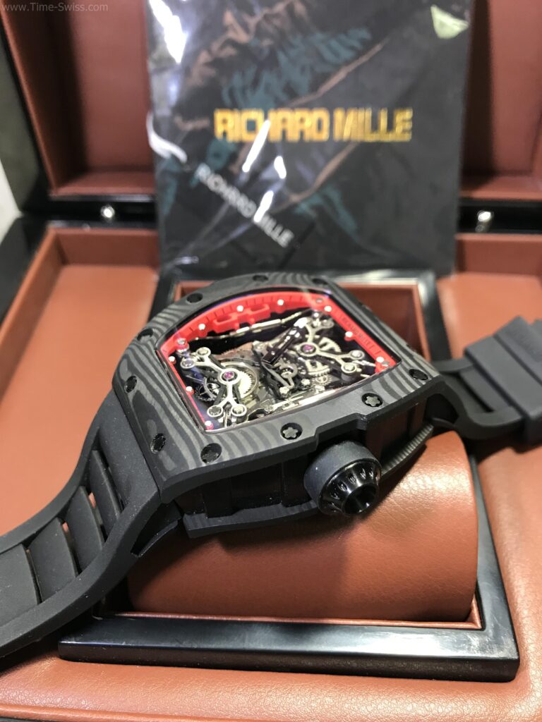 Richard Mille RM5027 Carbon Black PVD Rubber 43mm Swiss เรือนรมดำลาย ขอบในแดง 03