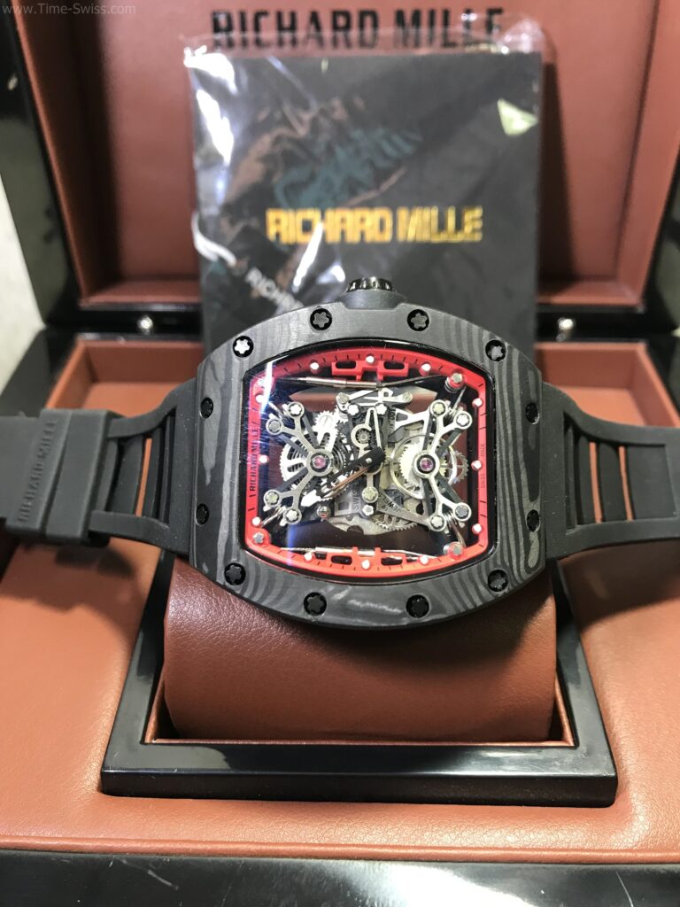 Richard Mille RM5027 Carbon Black PVD Rubber 43mm Swiss เรือนรมดำลาย ขอบในแดง 07