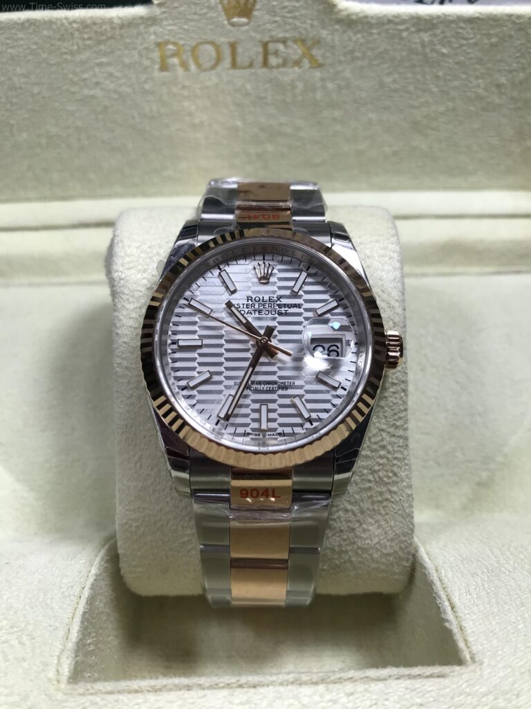 Rolex Datejust Two Tone White Dial 36mm EW Swiss เรือน2k หน้าลายขาวขีด สายเต้าหู้ 01