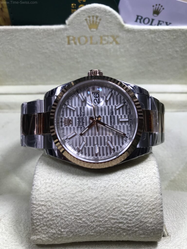 Rolex Datejust Two Tone White Dial 36mm EW Swiss เรือน2k หน้าลายขาวขีด สายเต้าหู้ 09