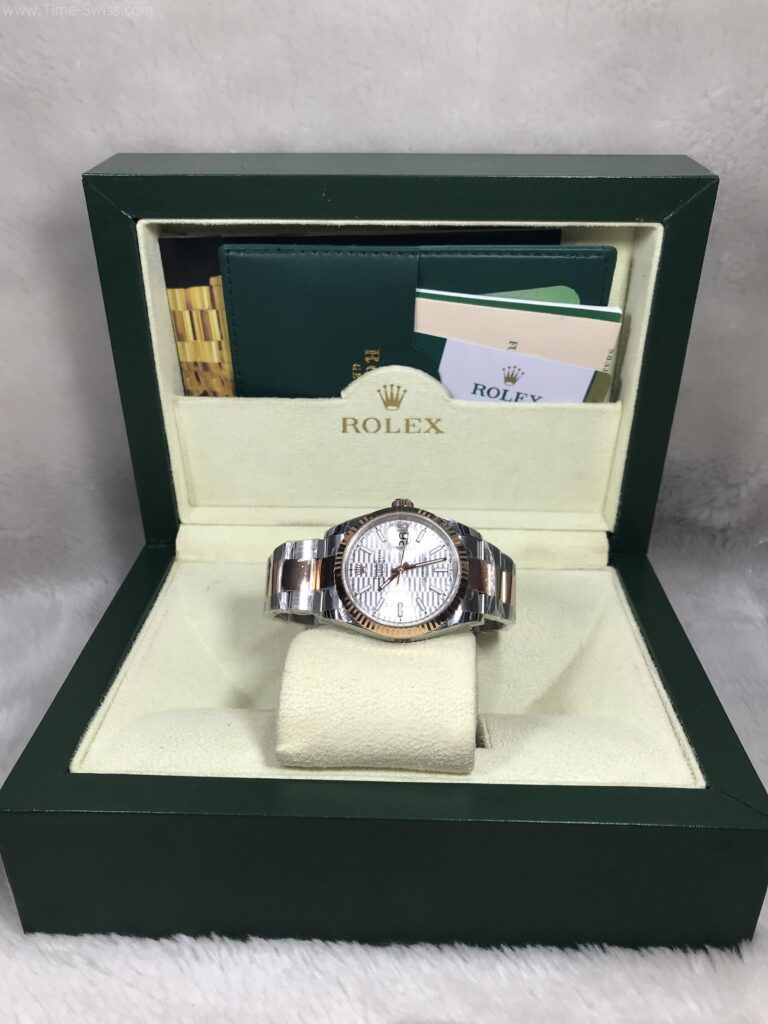 Rolex Datejust Two Tone White Dial 36mm EW Swiss เรือน2k หน้าลายขาวขีด สายเต้าหู้ 10